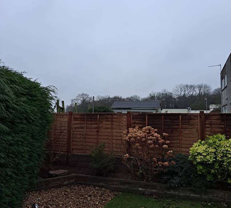 New 6×4 fence panel fencing put up today in cwmbran taken down old fence damage by the storm