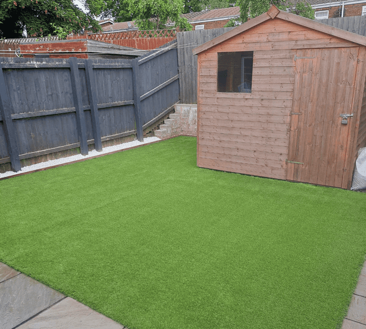Artificial grass job in cwmbran 6 tone of muck dug out and taken away and layed a 40m thick grass